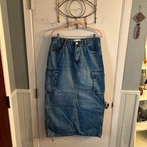 Denim Cargo Skirt